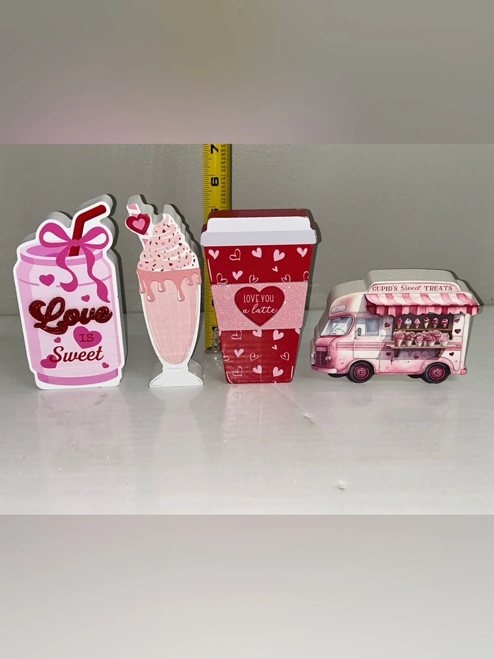 The Spring Shop Pink & Red Valentine Dessert Truck and Treat Tabletop Set wooden